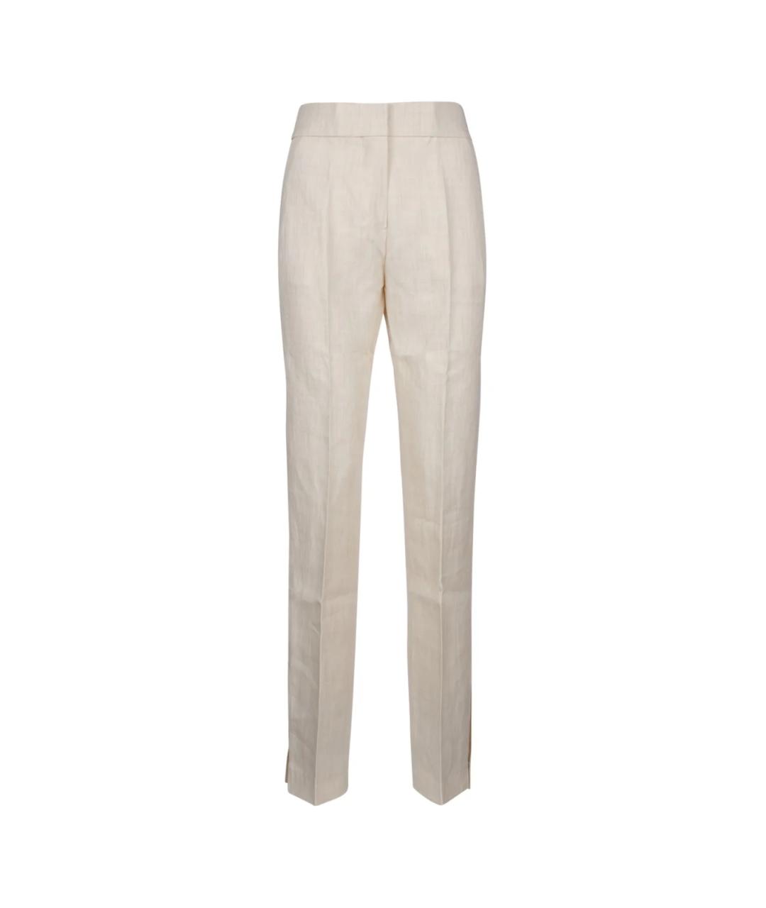 JACQUEMUS Белые льняные прямые брюки, фото 1