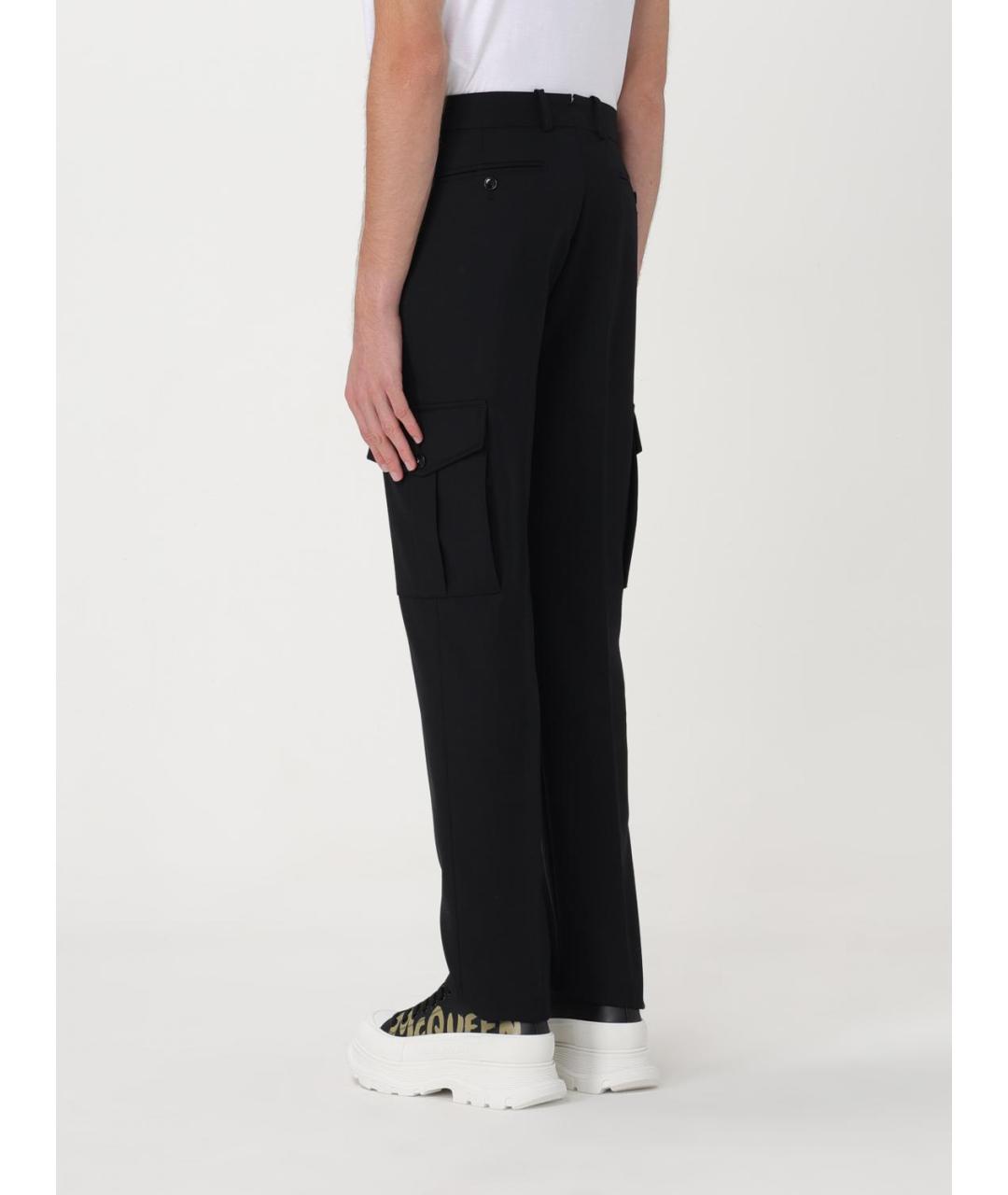 ALEXANDER MCQUEEN Черные шерстяные повседневные брюки, фото 4