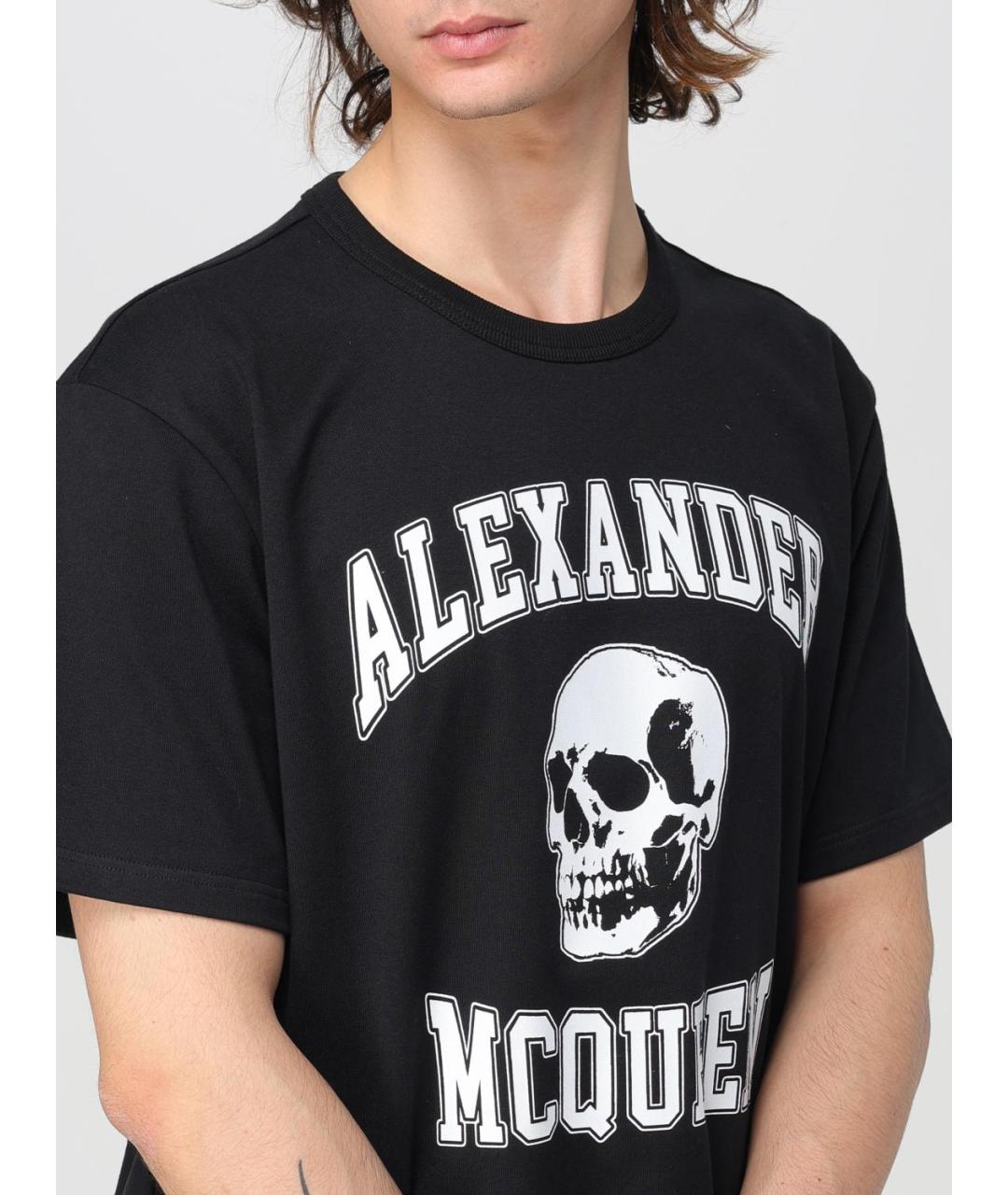 ALEXANDER MCQUEEN Черная хлопковая футболка, фото 6