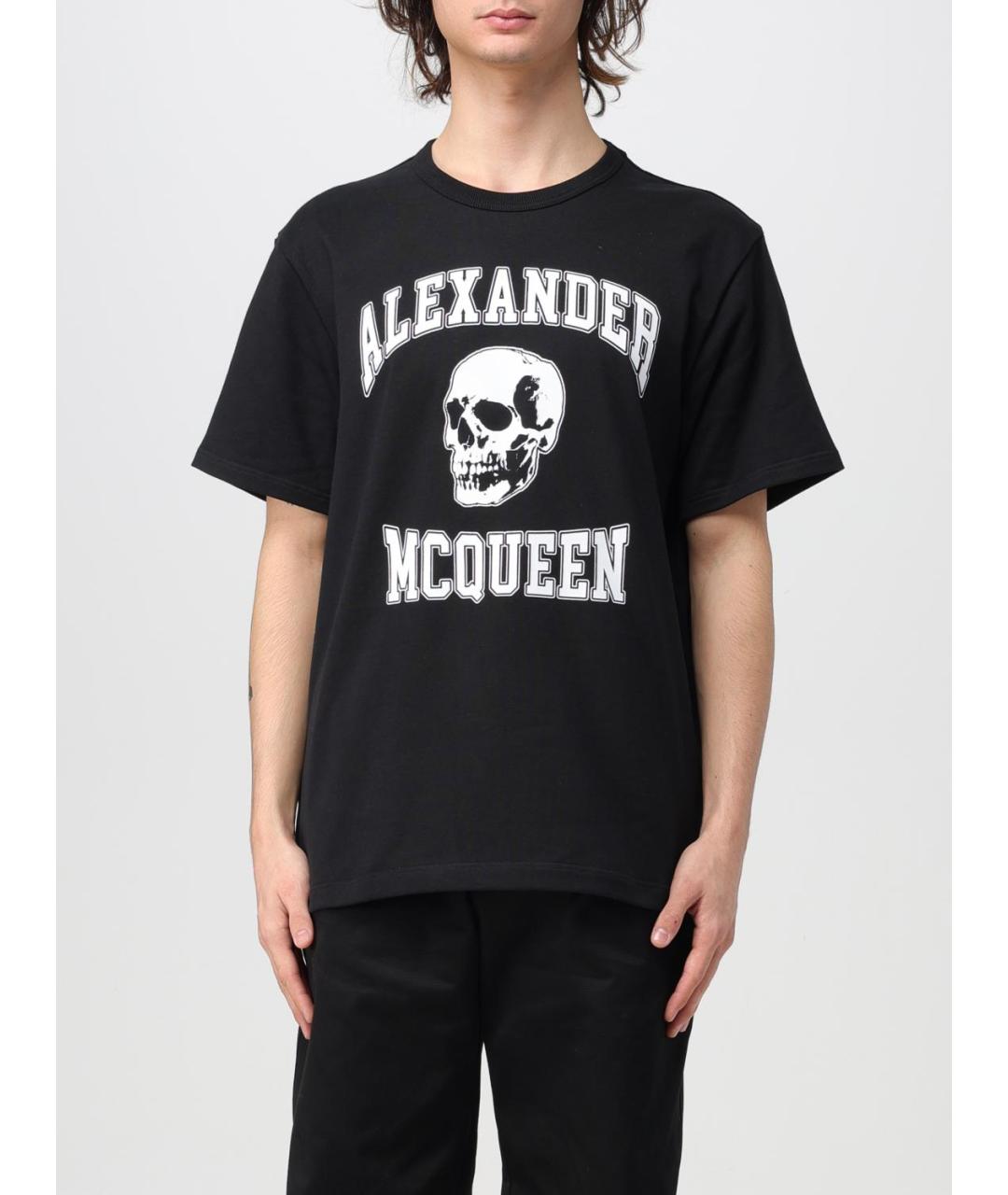 ALEXANDER MCQUEEN Черная хлопковая футболка, фото 2