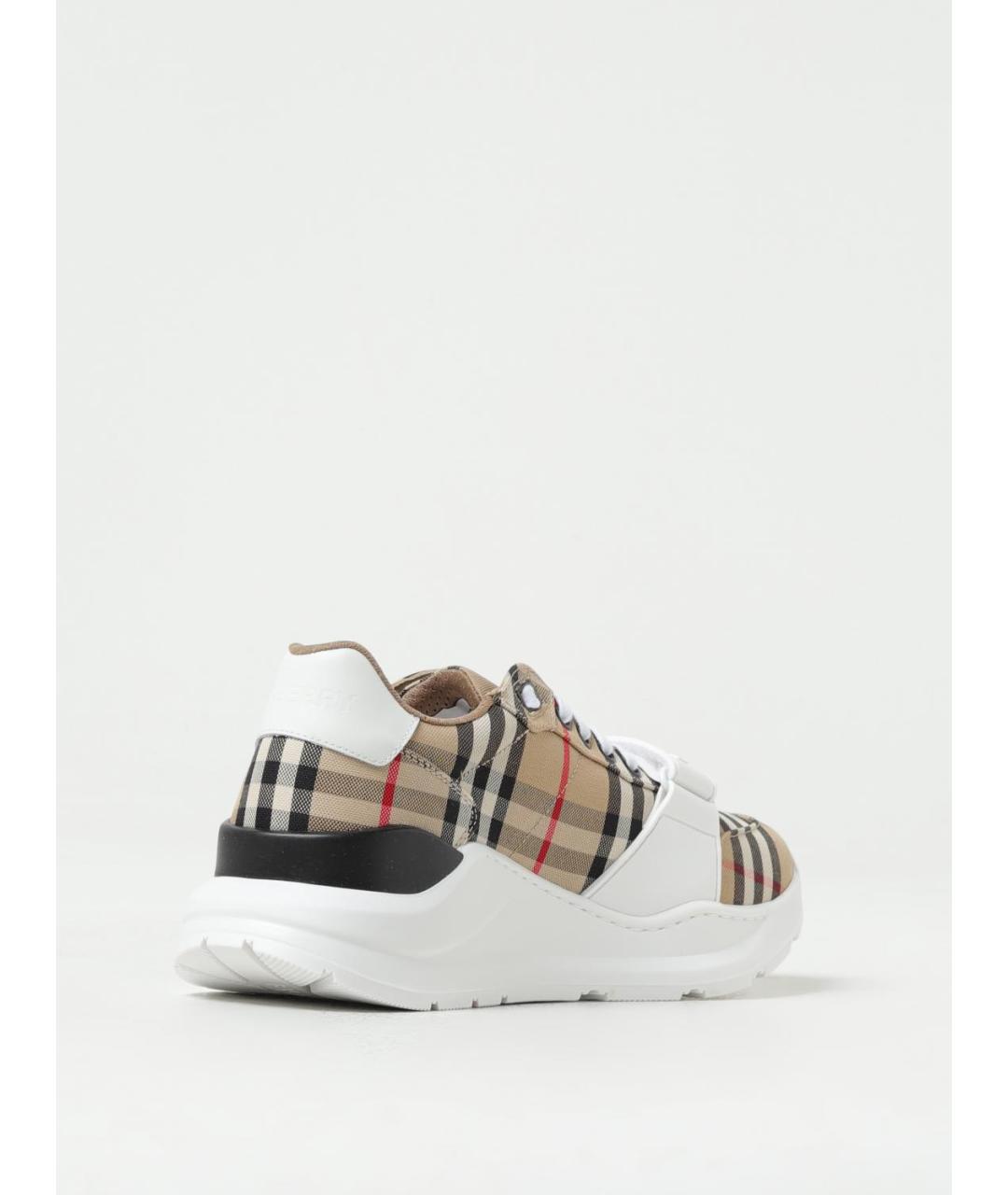 BURBERRY Бежевые текстильные низкие кроссовки / кеды, фото 3