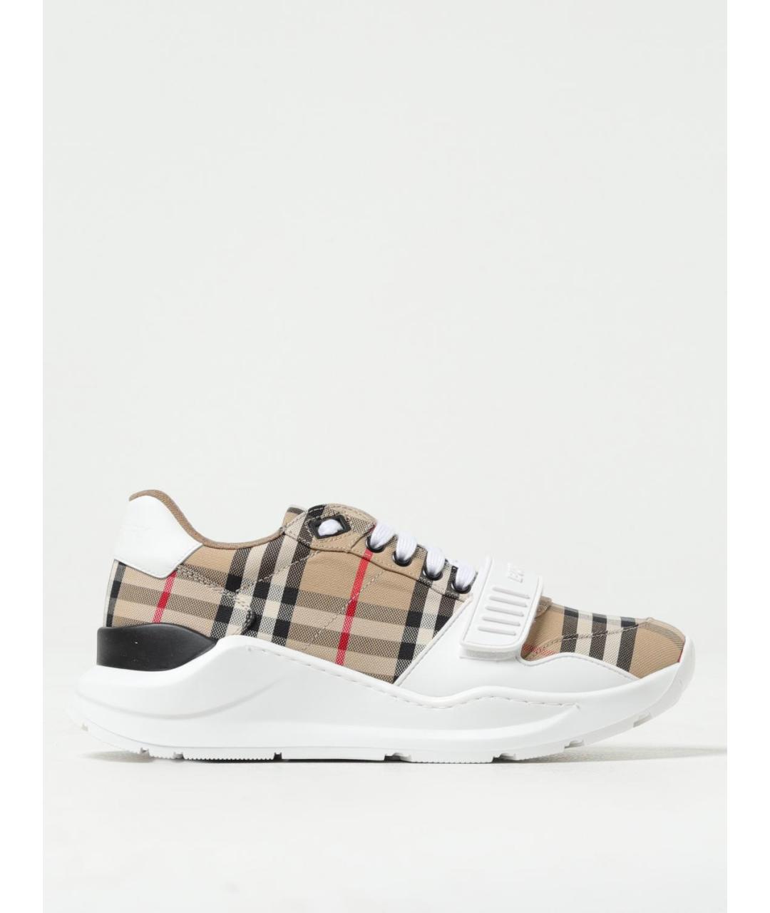 BURBERRY Бежевые текстильные низкие кроссовки / кеды, фото 5