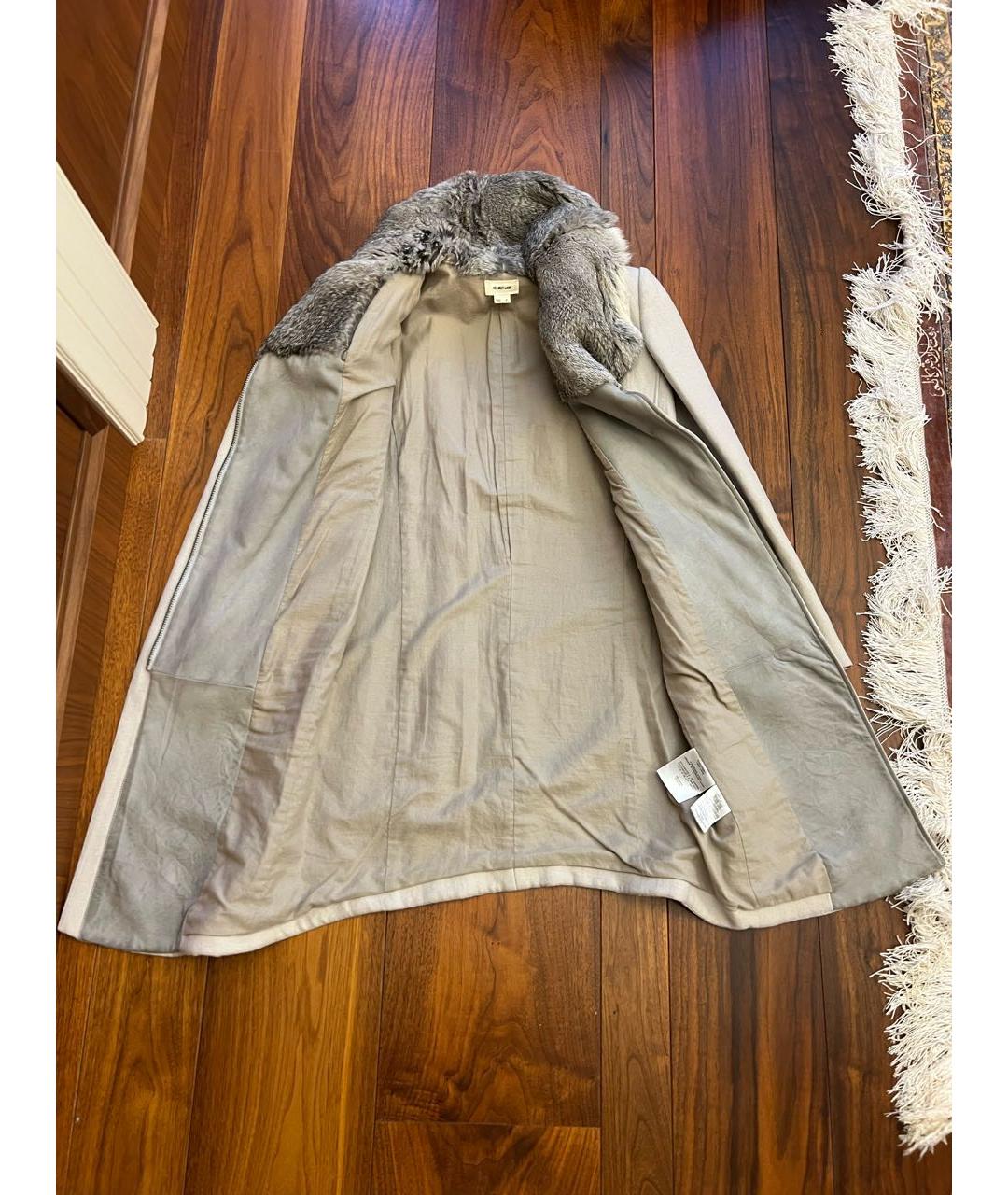 HELMUT LANG Серое шерстяное пальто, фото 6