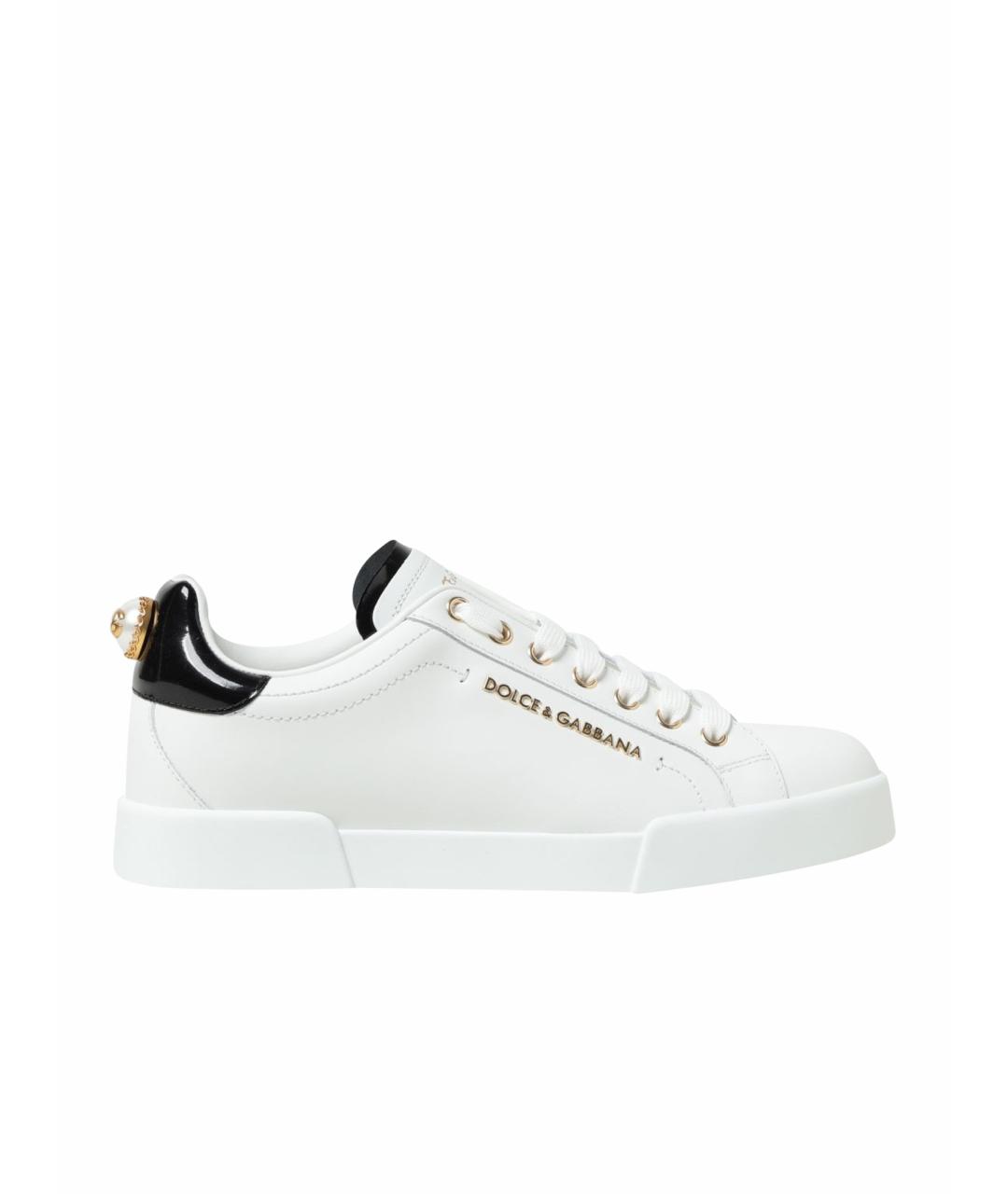 DOLCE&GABBANA Белые кожаные кеды, фото 1