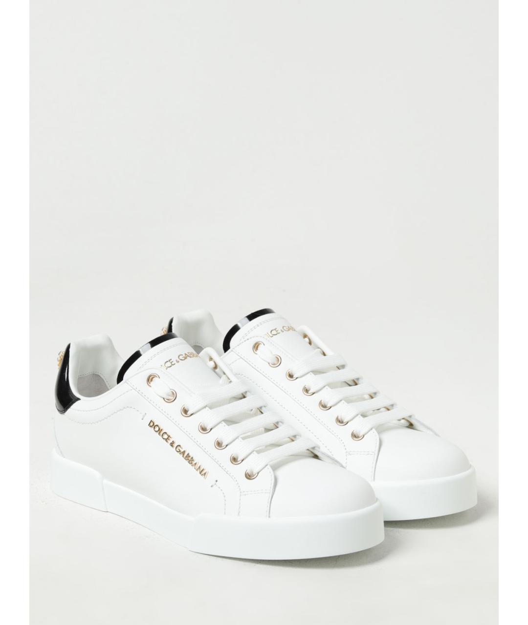 DOLCE&GABBANA Белые кожаные кеды, фото 2