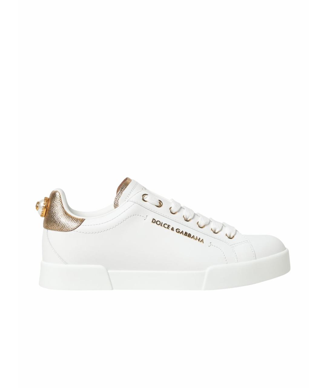 DOLCE&GABBANA Белые кожаные кеды, фото 1