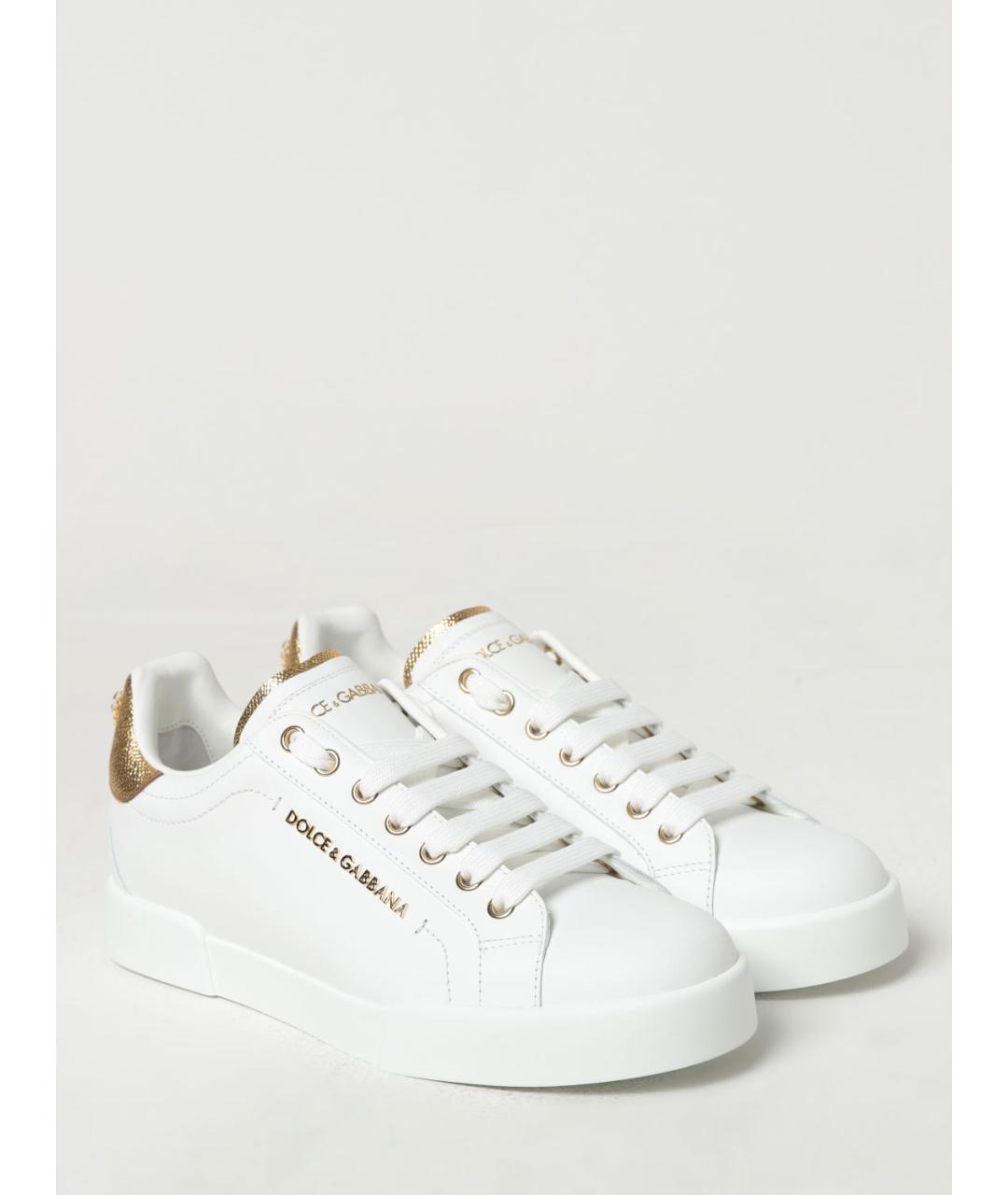 DOLCE&GABBANA Белые кожаные кеды, фото 2