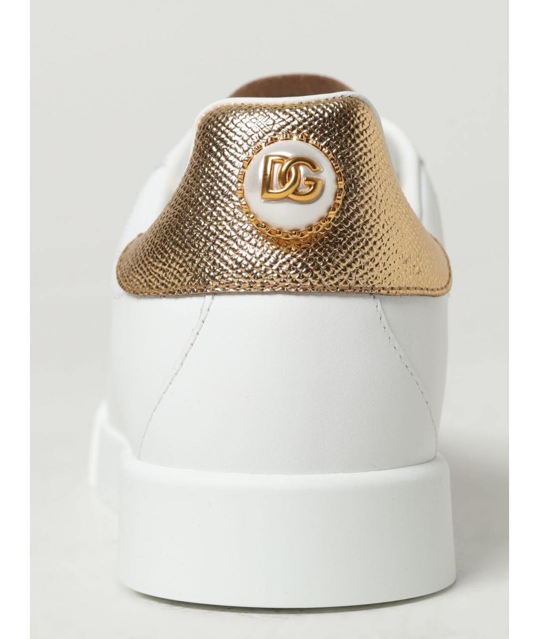 DOLCE&GABBANA Белые кожаные кеды, фото 4