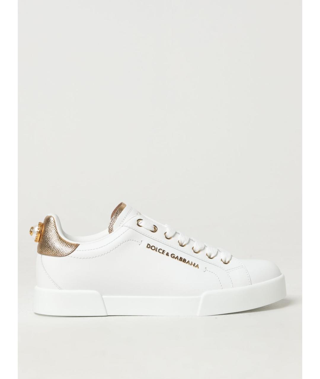DOLCE&GABBANA Белые кожаные кеды, фото 5