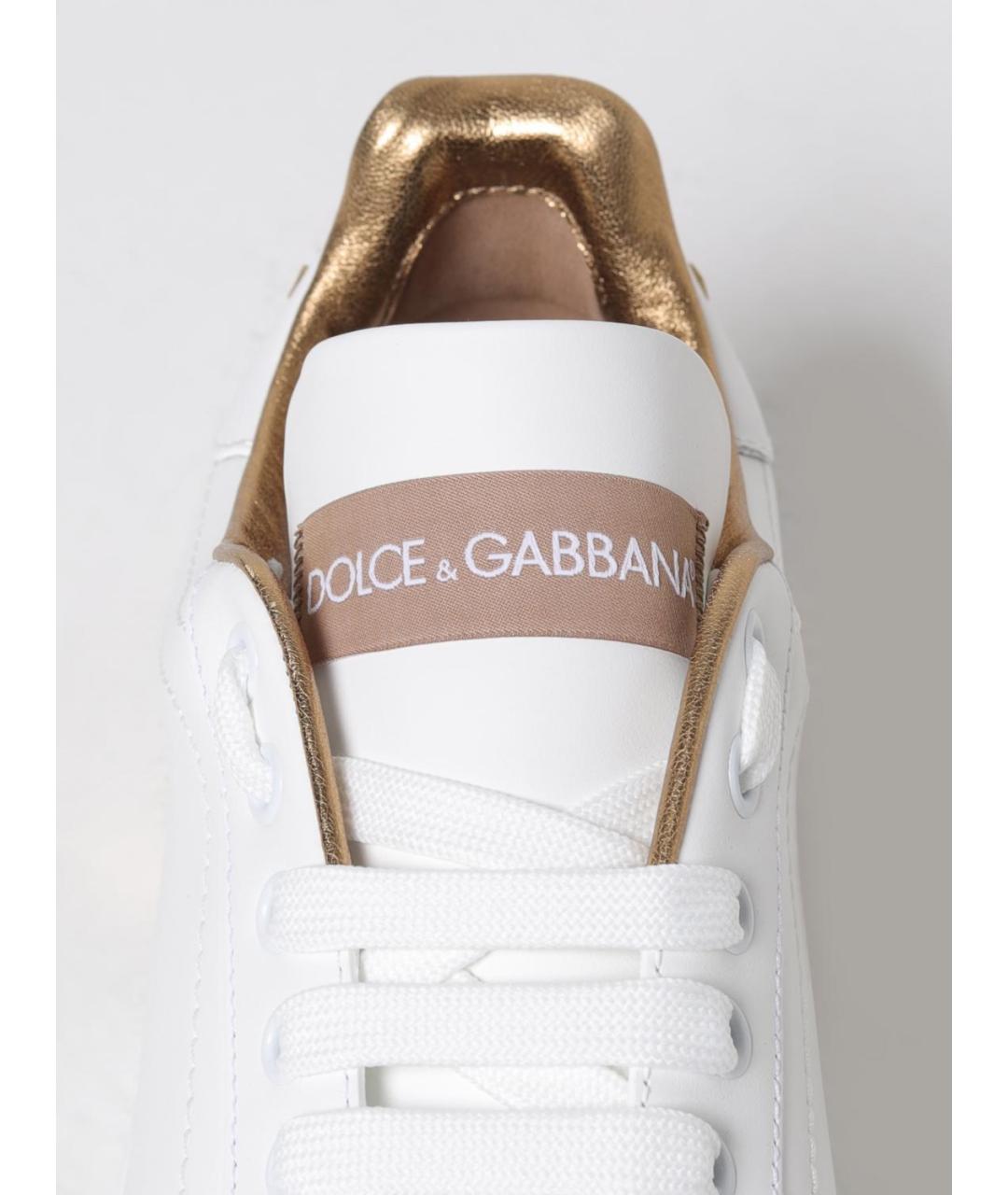 DOLCE&GABBANA Белые кожаные кеды, фото 4