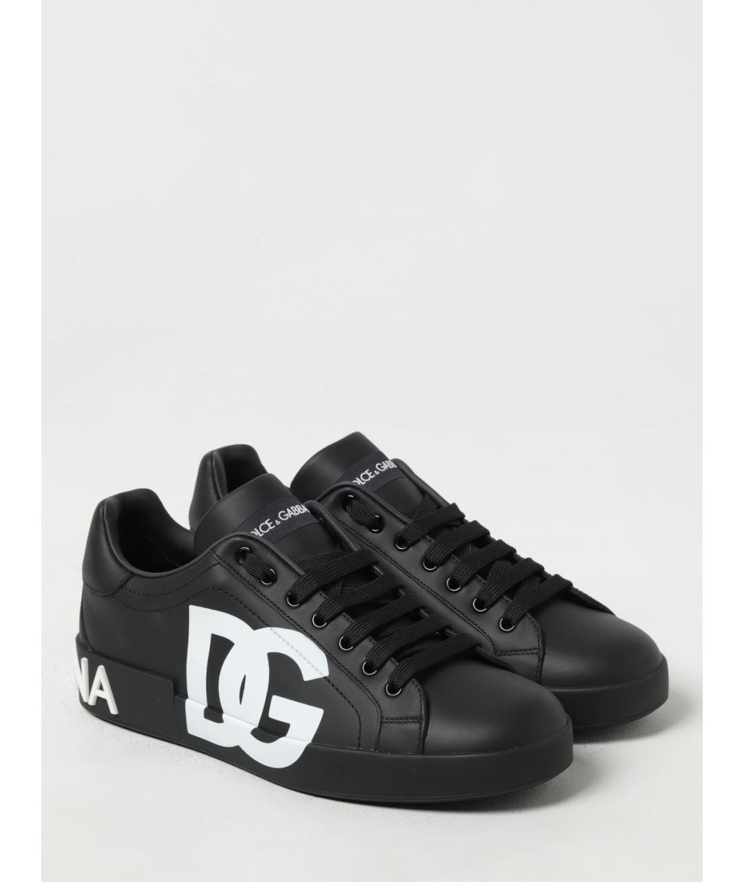 DOLCE&GABBANA Черные кожаные низкие кроссовки / кеды, фото 2