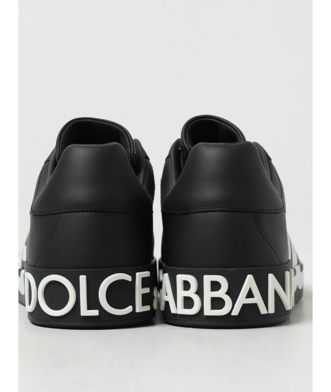 DOLCE&GABBANA Черные кожаные низкие кроссовки / кеды, фото 4