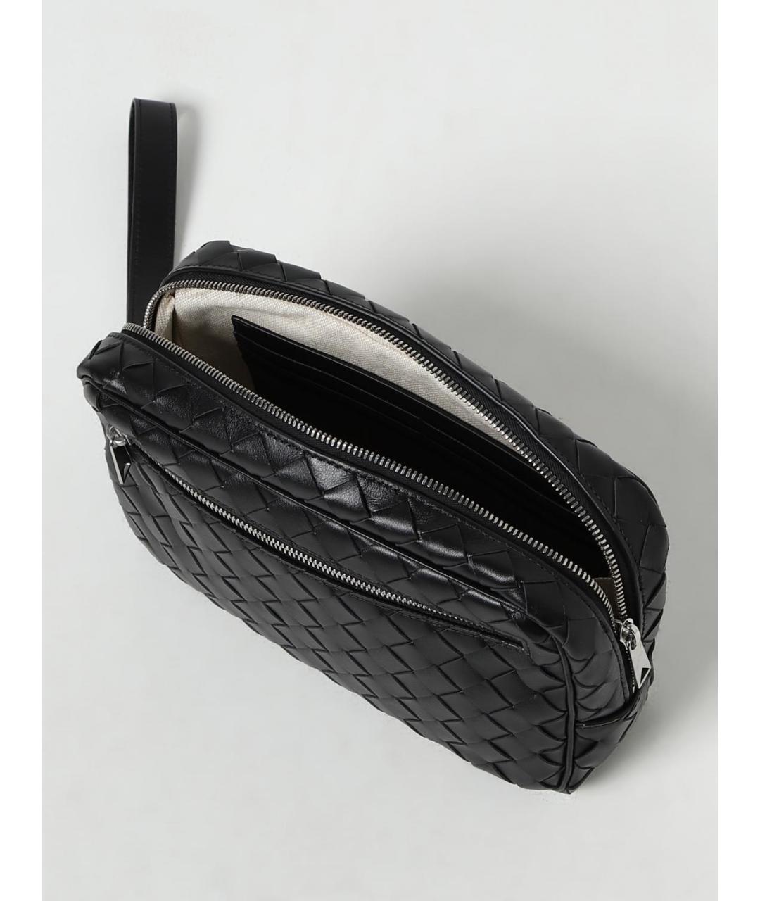 BOTTEGA VENETA Черная кожаная барсетка, фото 4