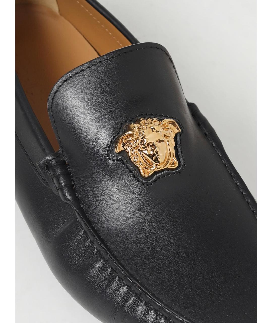 VERSACE Черные кожаные мокасины, фото 4