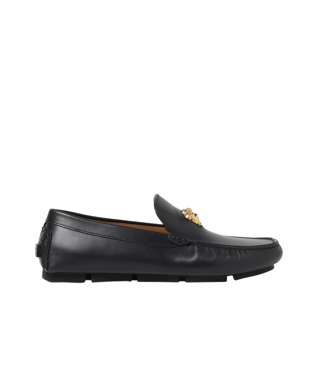 VERSACE Черные кожаные мокасины, фото 1