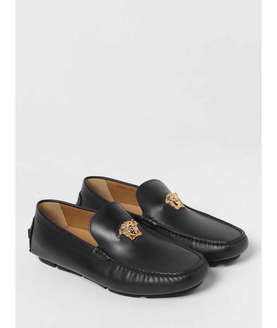 VERSACE Черные кожаные мокасины, фото 2