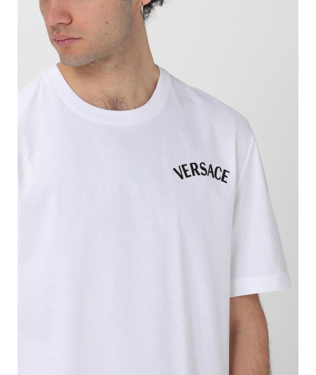 VERSACE Белая хлопковая футболка, фото 6