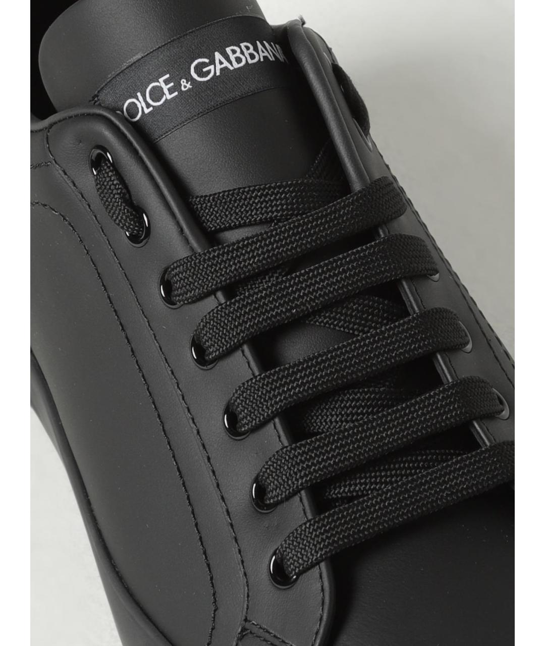 DOLCE&GABBANA Черные кожаные низкие кроссовки / кеды, фото 4