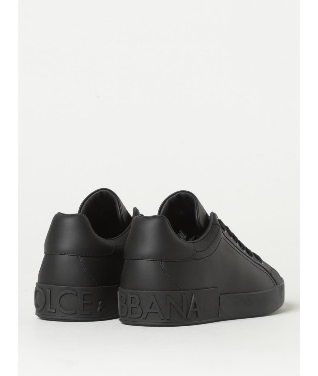 DOLCE&GABBANA Черные кожаные низкие кроссовки / кеды, фото 3