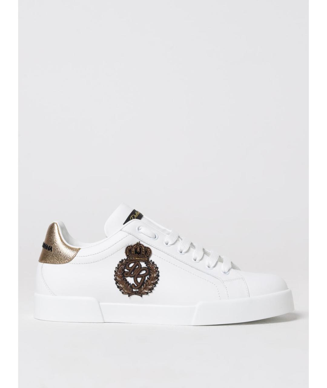 DOLCE&GABBANA Белые кожаные низкие кроссовки / кеды, фото 5