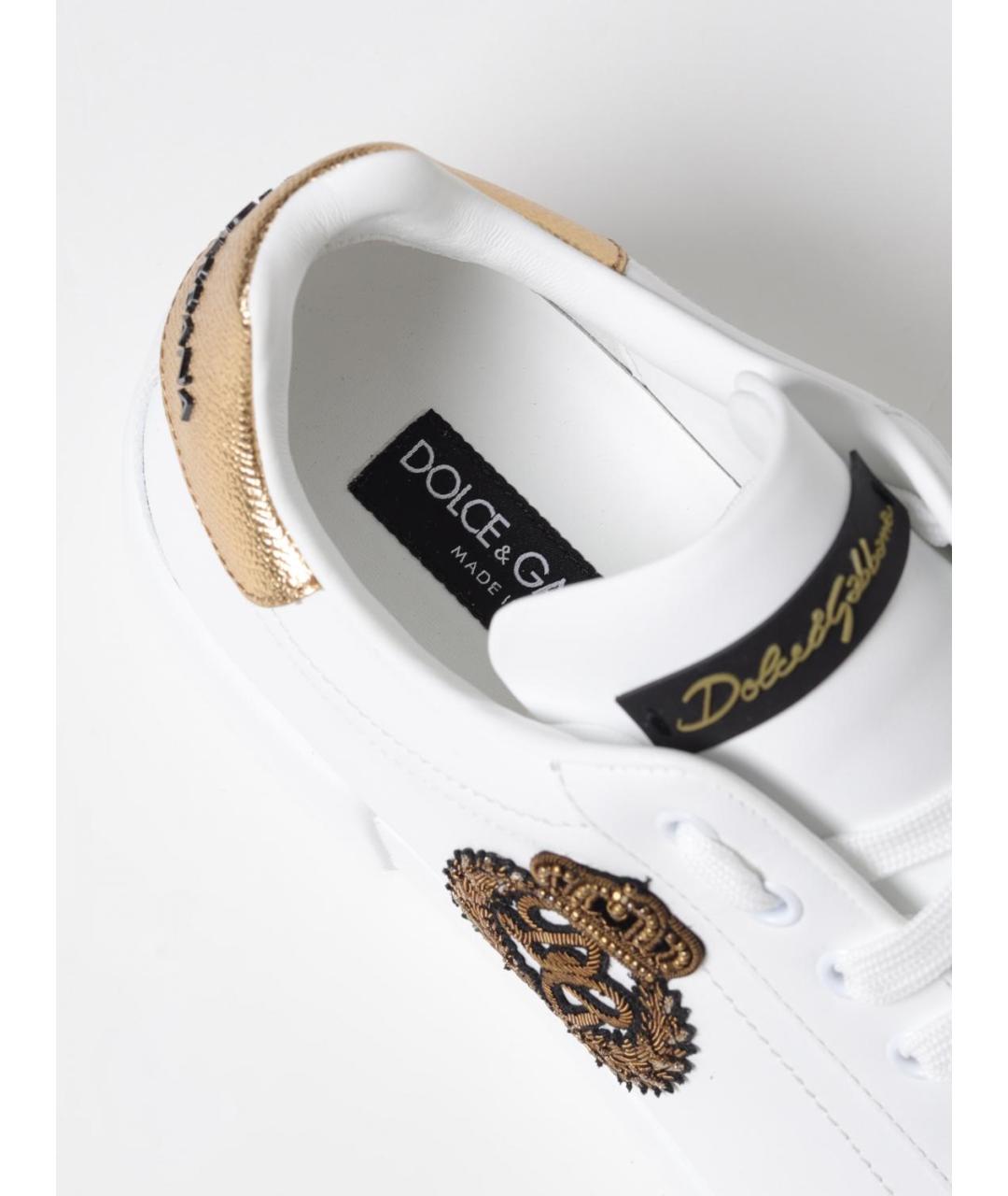 DOLCE&GABBANA Белые кожаные низкие кроссовки / кеды, фото 4
