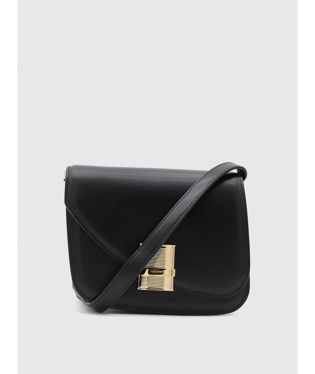 FERRAGAMO Черная кожаная сумка через плечо, фото 4