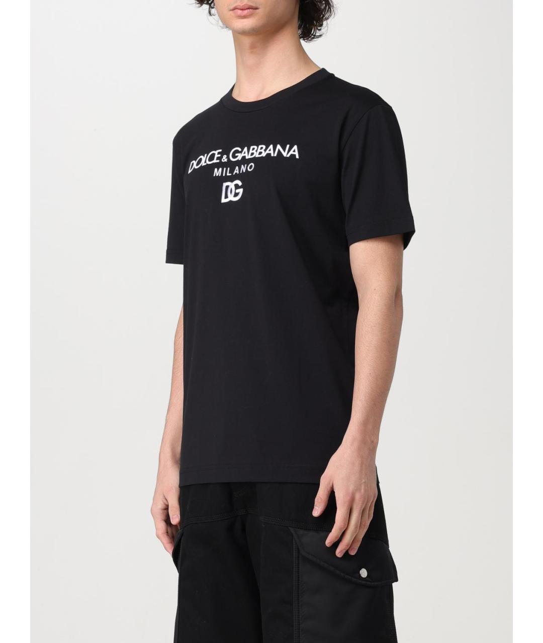 DOLCE&GABBANA Черная хлопковая футболка, фото 5