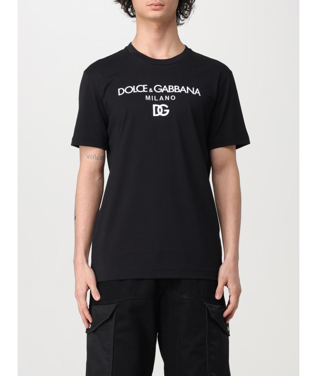 DOLCE&GABBANA Черная хлопковая футболка, фото 2