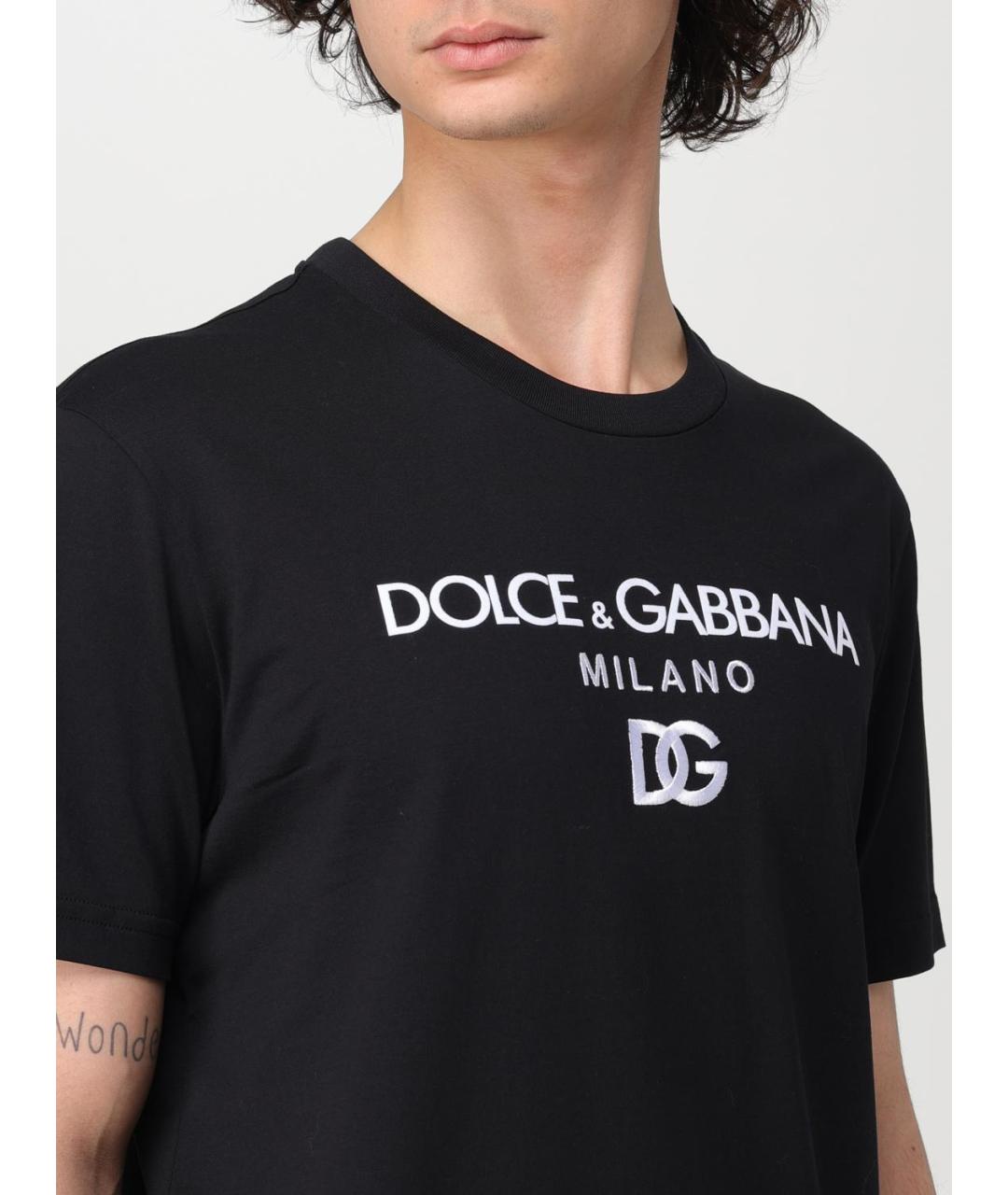 DOLCE&GABBANA Черная хлопковая футболка, фото 6