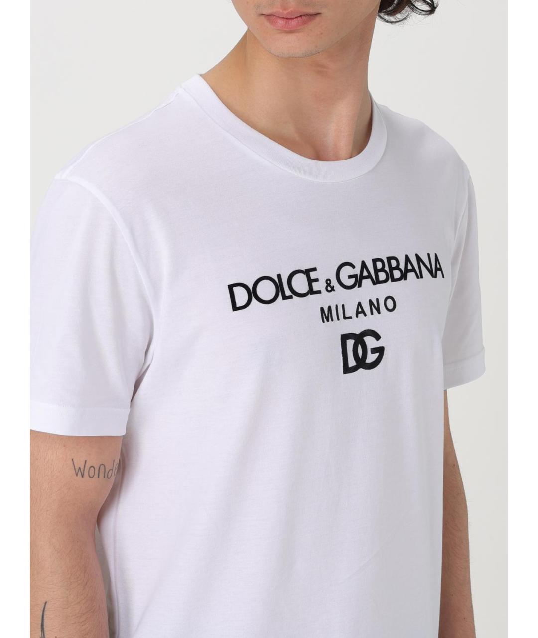 DOLCE&GABBANA Белая хлопковая футболка, фото 6