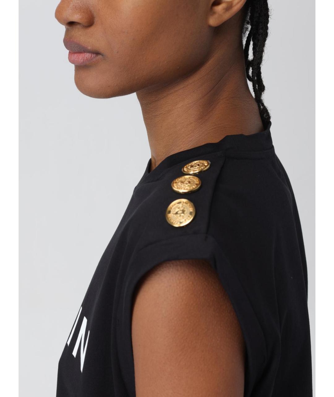 BALMAIN Черная хлопковая футболка, фото 6