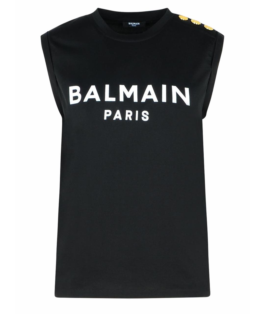BALMAIN Черная хлопковая футболка, фото 1