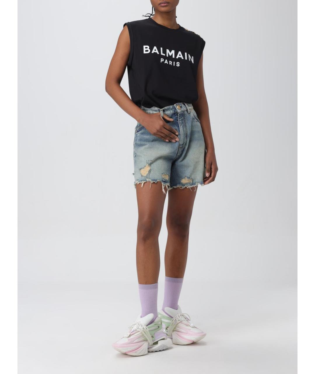 BALMAIN Черная хлопковая футболка, фото 3