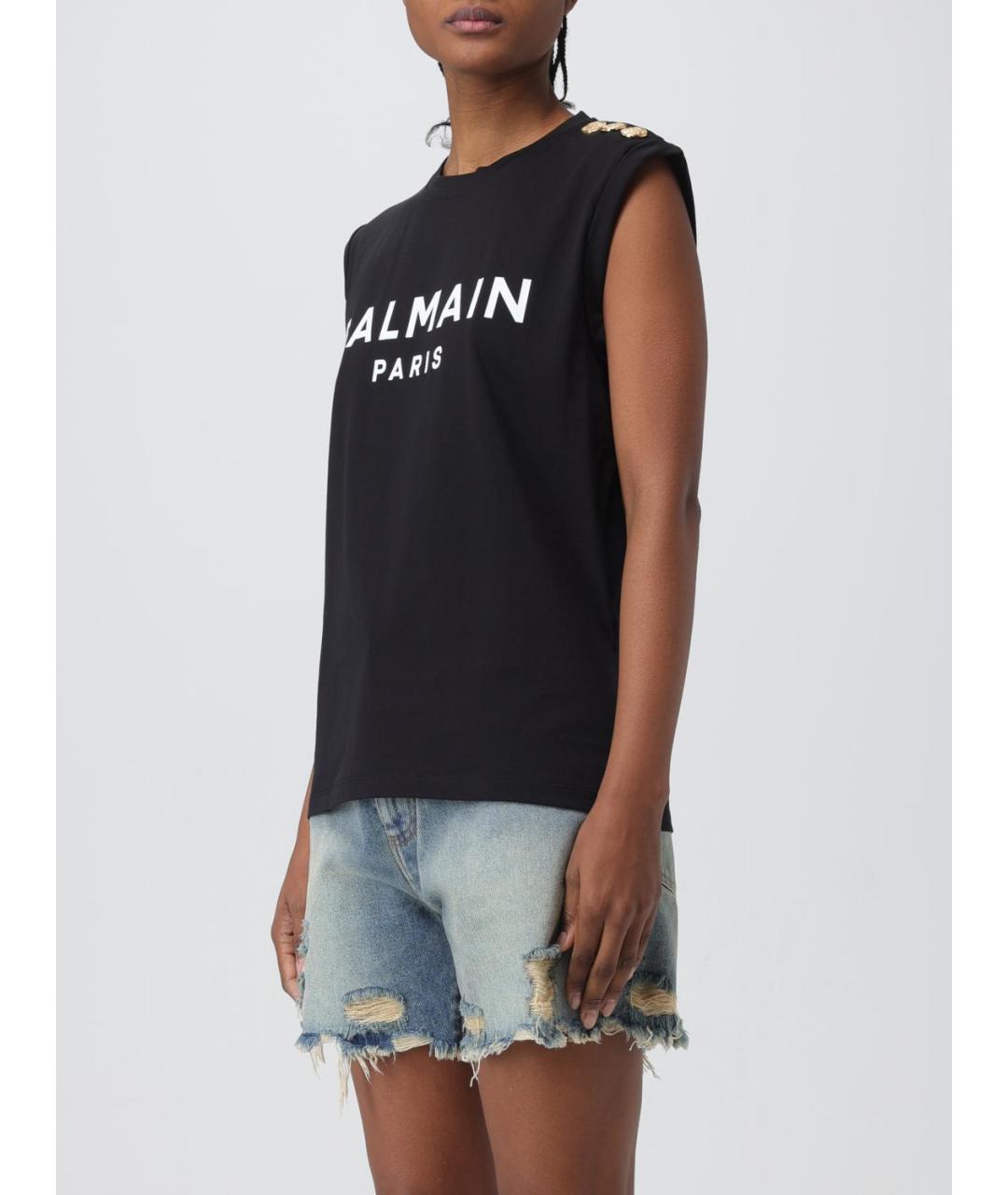 BALMAIN Черная хлопковая футболка, фото 5