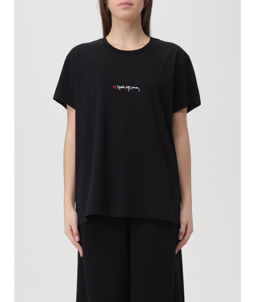 STELLA MCCARTNEY Черная хлопко-эластановая футболка, фото 2