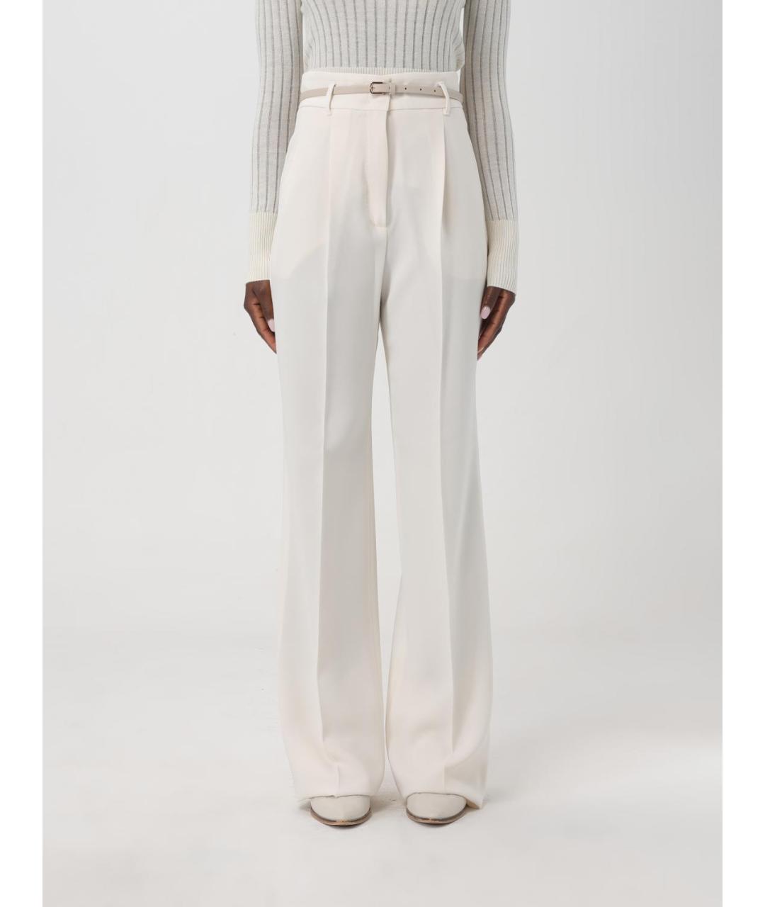MAX MARA STUDIO Белые ацетатные прямые брюки, фото 2