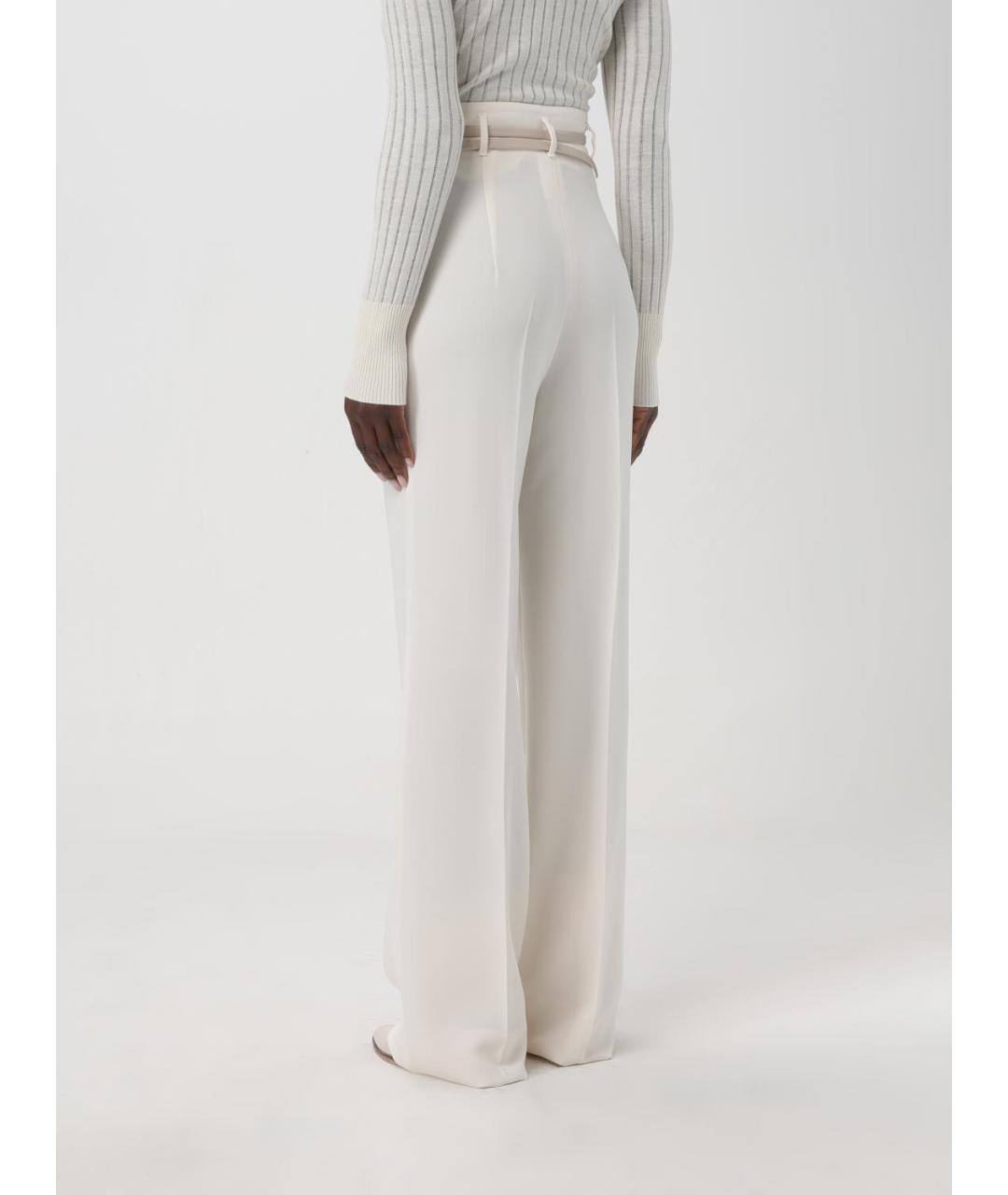 MAX MARA STUDIO Белые ацетатные прямые брюки, фото 3
