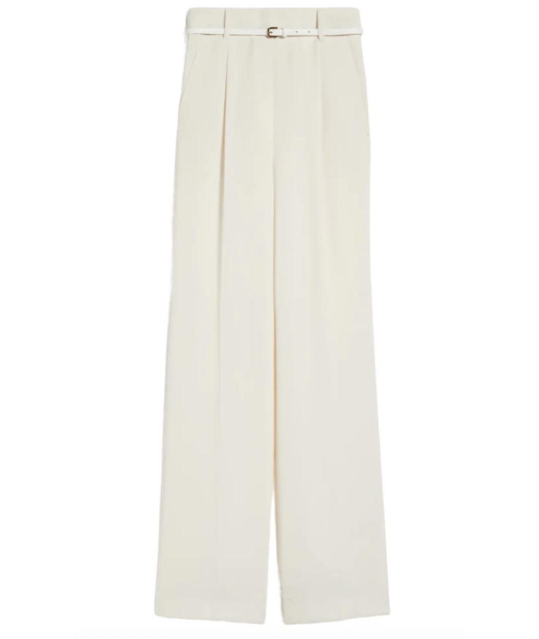MAX MARA STUDIO Белые ацетатные прямые брюки, фото 1
