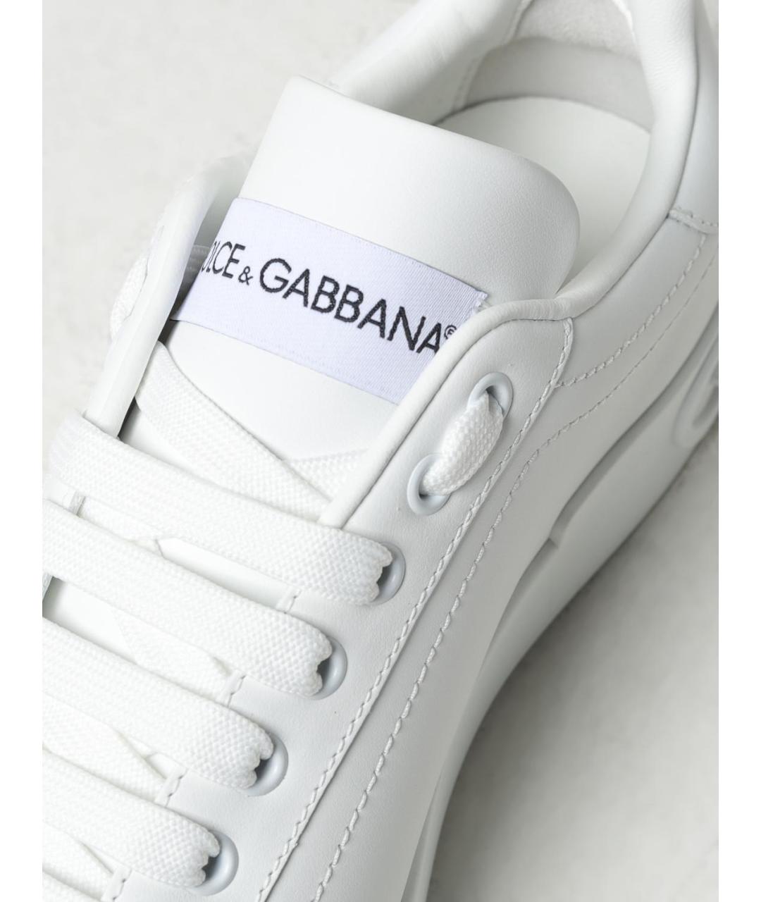 DOLCE&GABBANA Белые кожаные кеды, фото 4