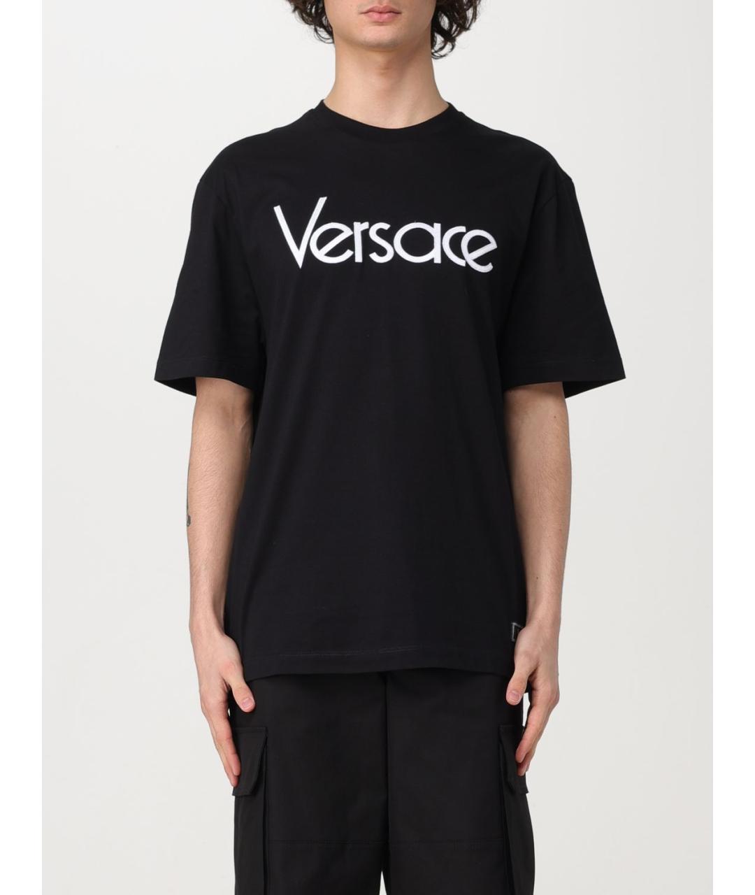 VERSACE Черная хлопковая футболка, фото 2