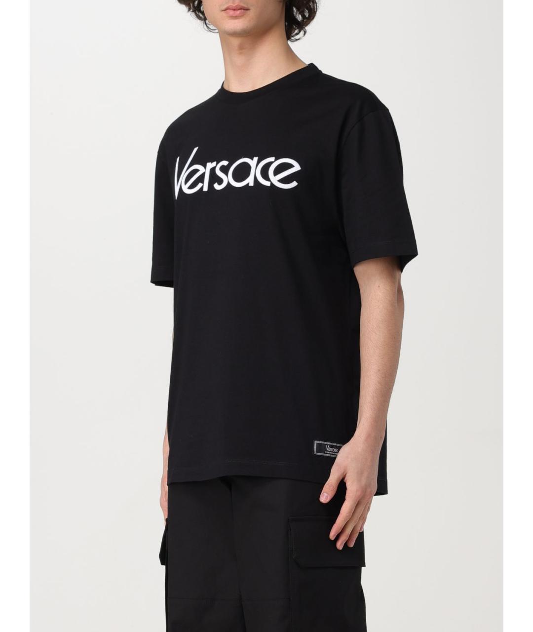 VERSACE Черная хлопковая футболка, фото 5
