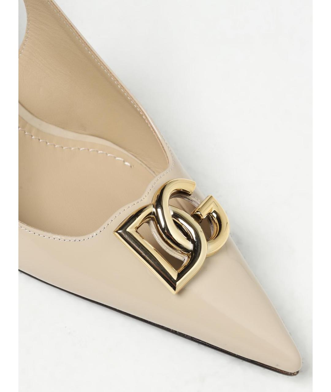 DOLCE&GABBANA Бежевые туфли из лакированной кожи, фото 4