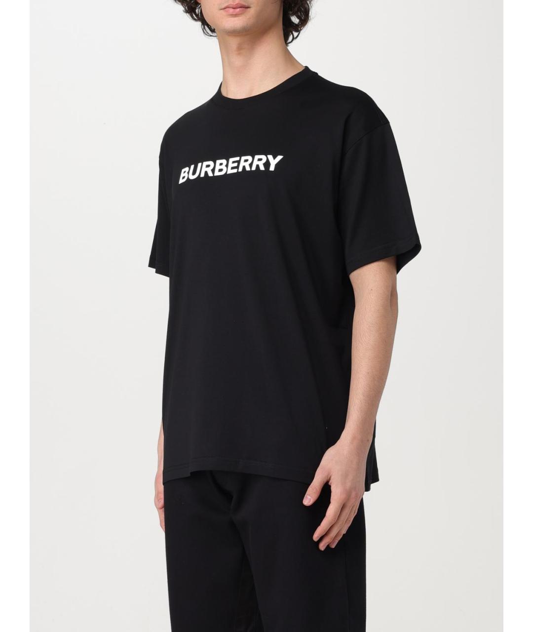 BURBERRY Черная хлопковая футболка, фото 5
