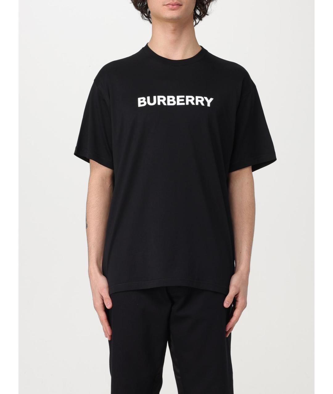 BURBERRY Черная хлопковая футболка, фото 2