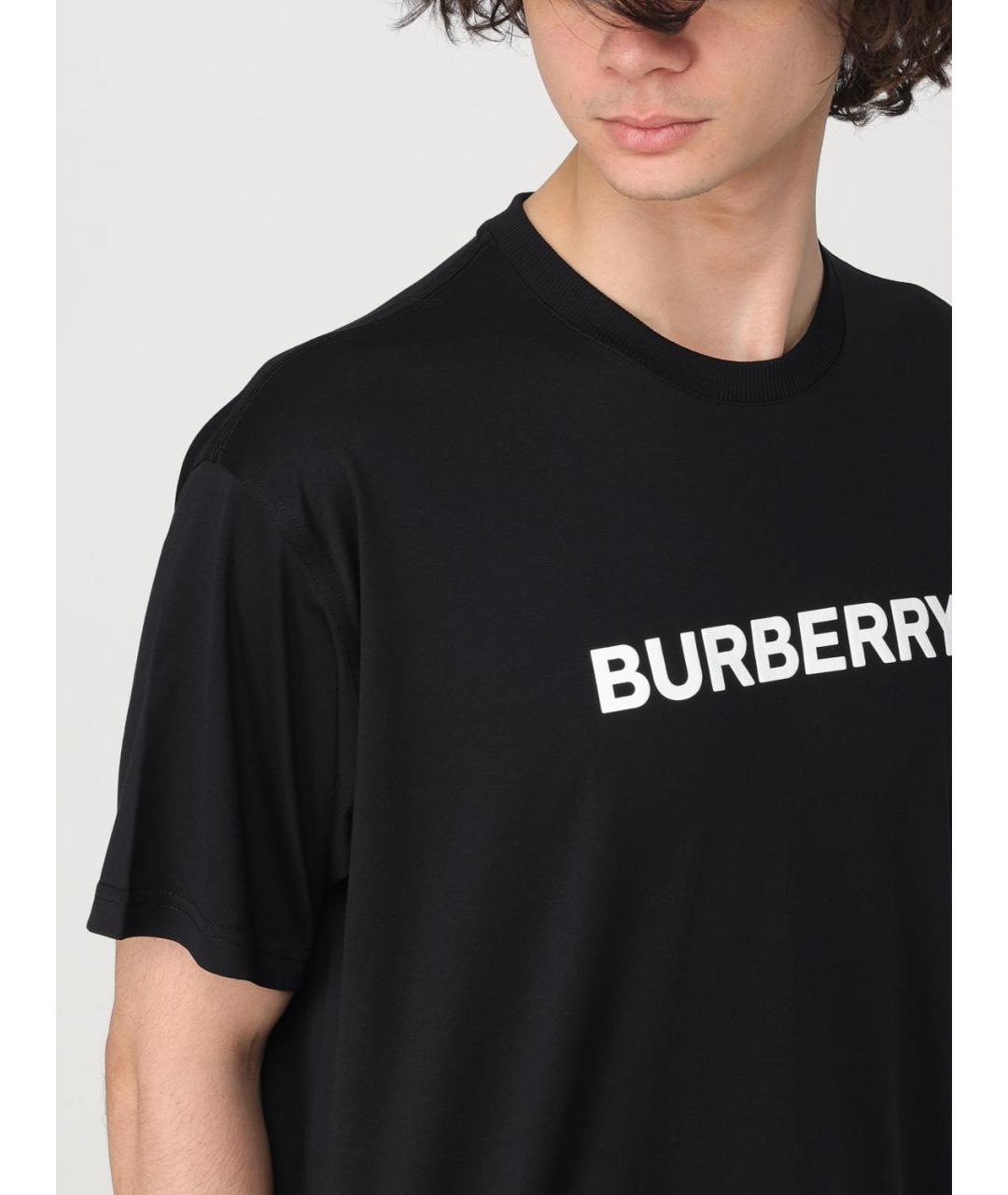BURBERRY Черная хлопковая футболка, фото 6