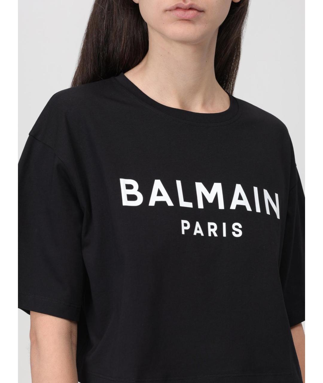 BALMAIN Черная хлопковая футболка, фото 6