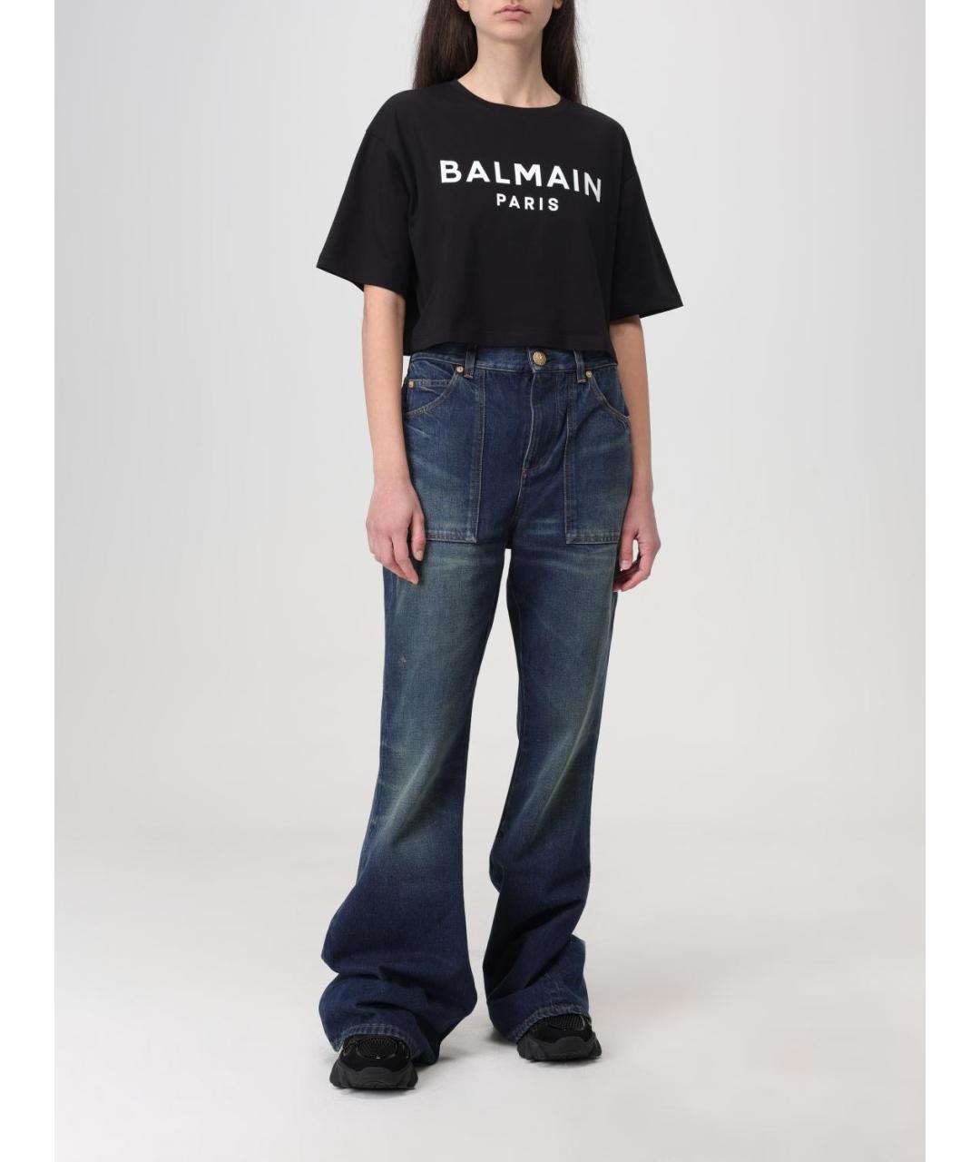 BALMAIN Черная хлопковая футболка, фото 3
