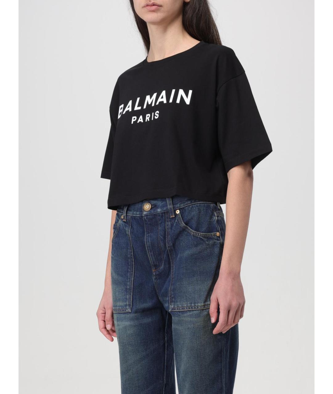 BALMAIN Черная хлопковая футболка, фото 5