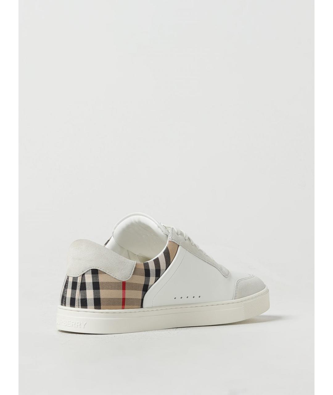 BURBERRY Бежевые кожаные низкие кроссовки / кеды, фото 3