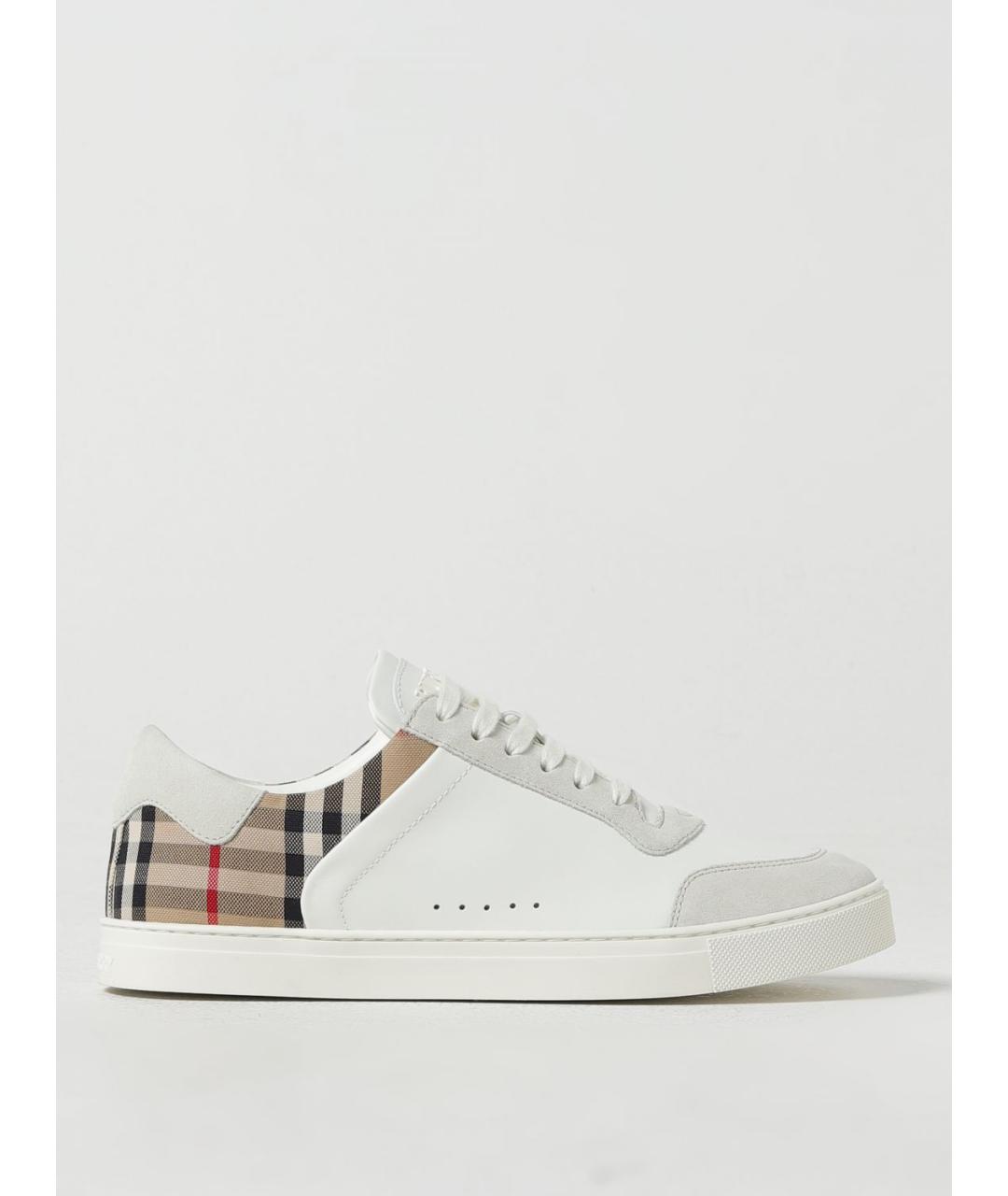 BURBERRY Бежевые кожаные низкие кроссовки / кеды, фото 5